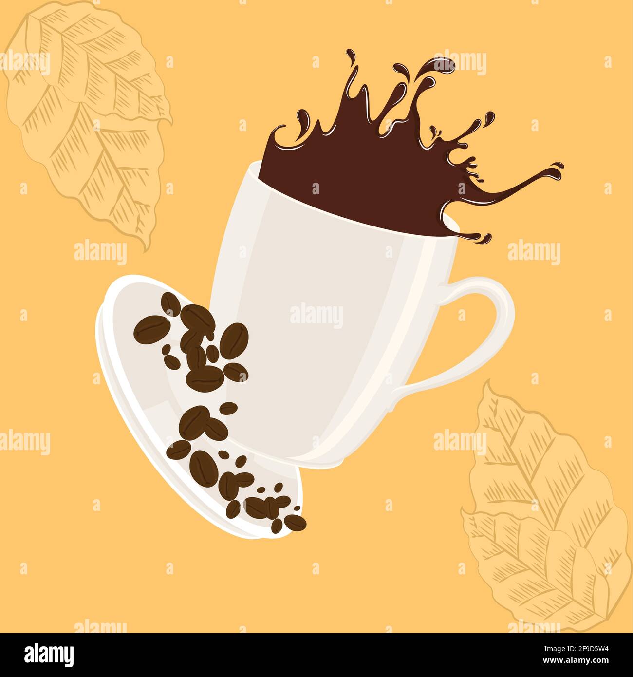 Isolated coffee cup with coffee beans - Vector illustration Stock ...