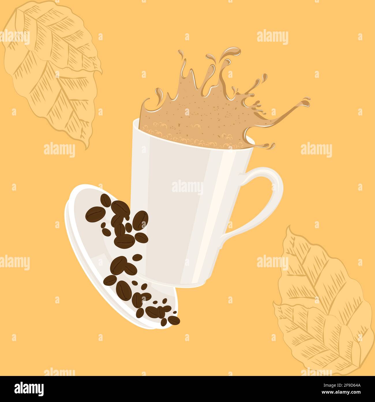 Isolated coffee cup with coffee beans - Vector illustration Stock ...