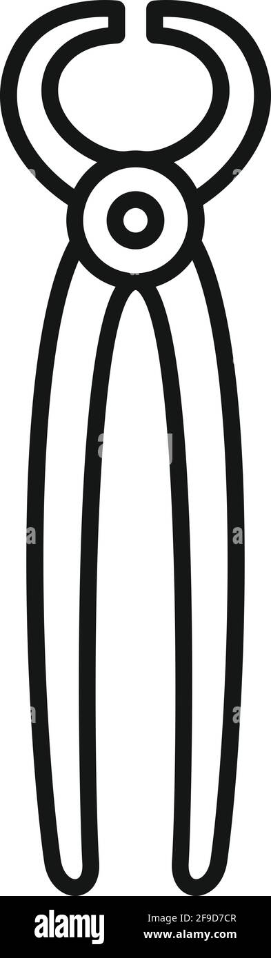 Blacksmith long pliers icon, outline style Stock Vector