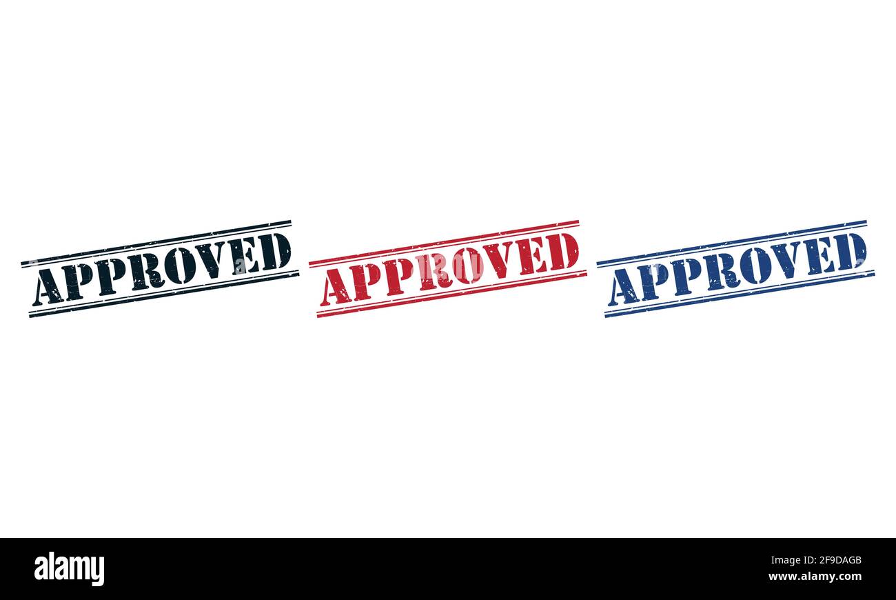 Approved Rubber Stamp around Grunje on White Background. Approved Sign Design Template. Stock Vector