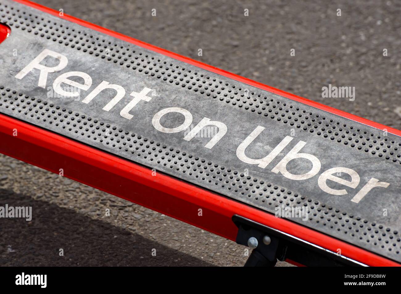 Bucharest, Romania - April 13, 2021: Rent on Uber message is seen 
