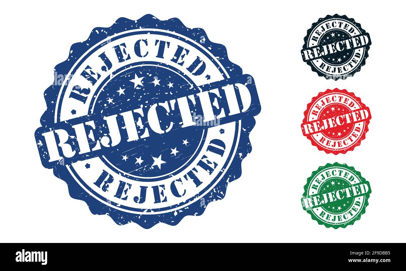Rejected Rubber Stamp around Grunje on White Background. Rejected Sign
