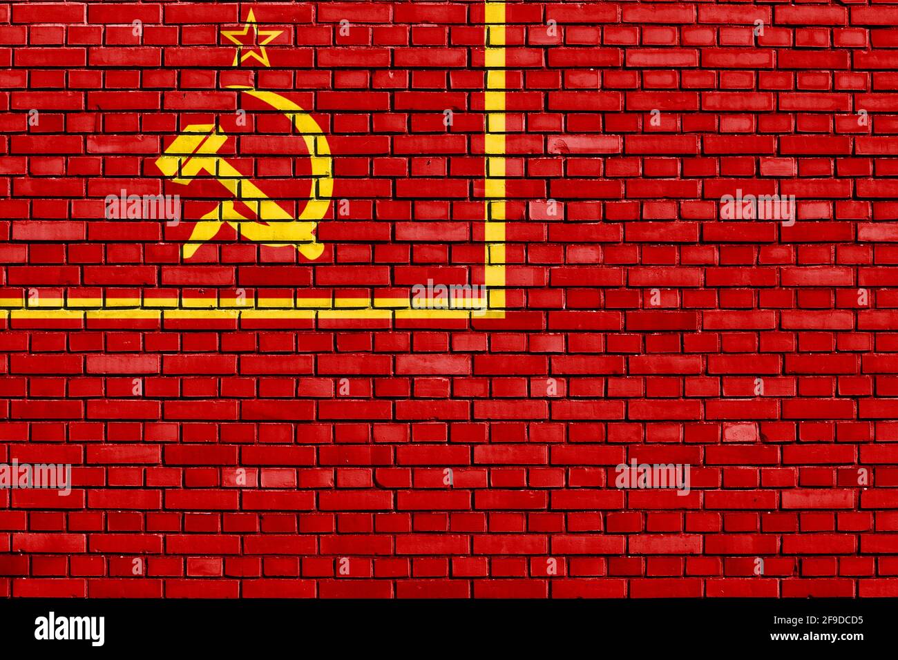 flag of Soviet Union 1924 painted on brick wall Stock Photo