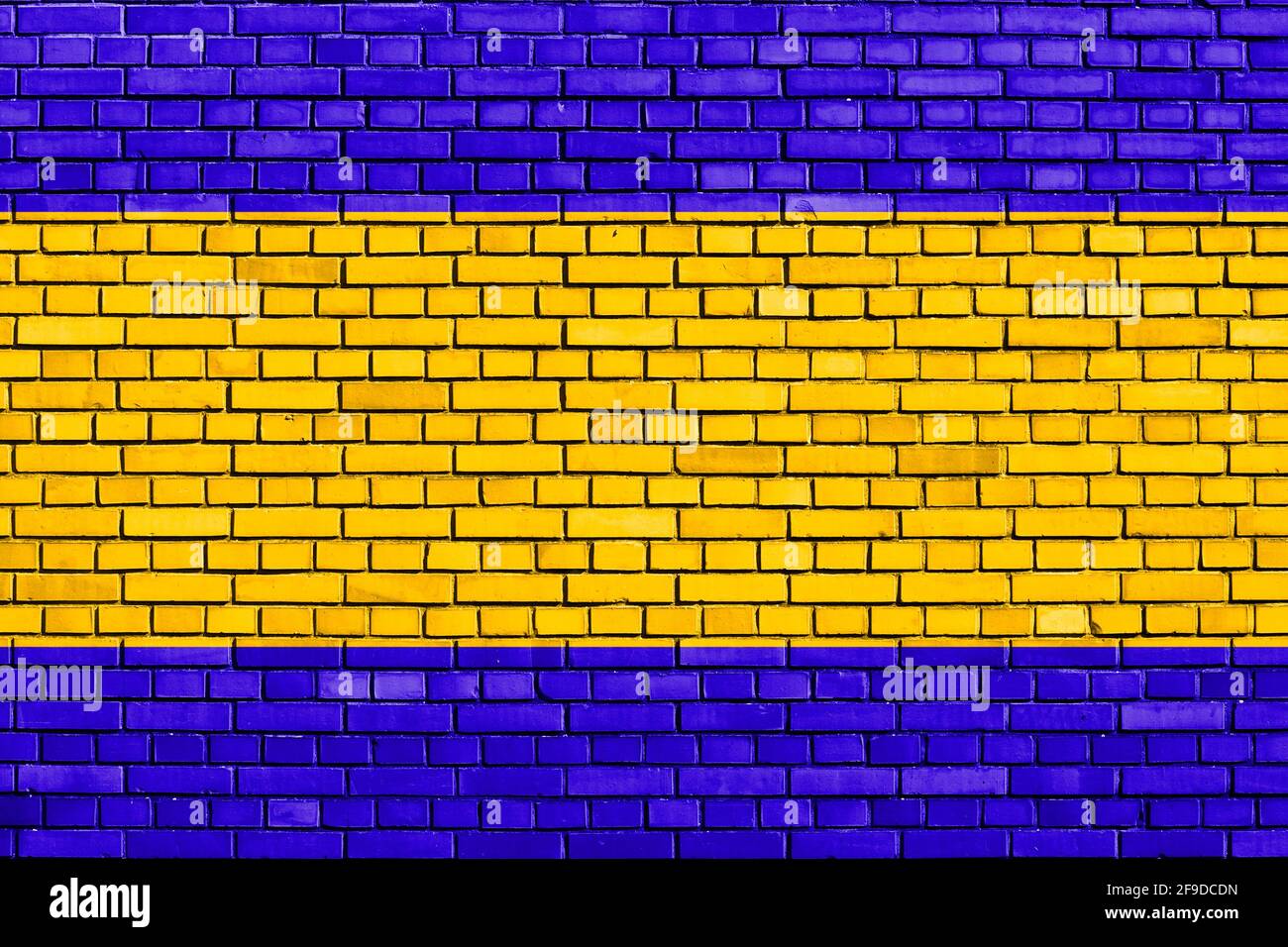 flag of Debrecen painted on brick wall Stock Photo