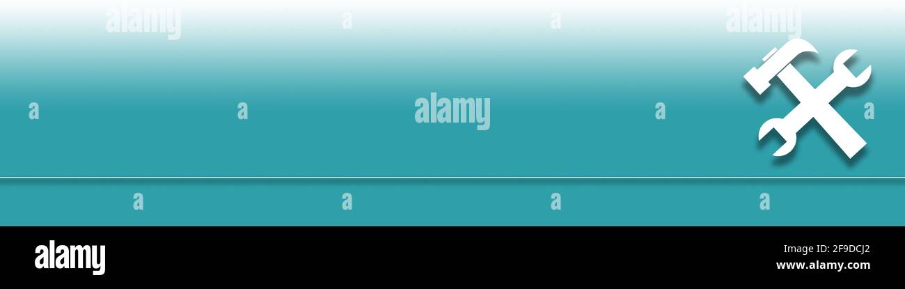 A gradient turquoise background with the white icon of tools on the ...