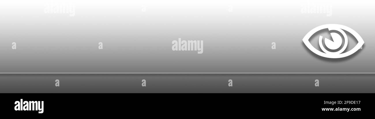 A gradient gray background with the white icon of an eye on the right ...