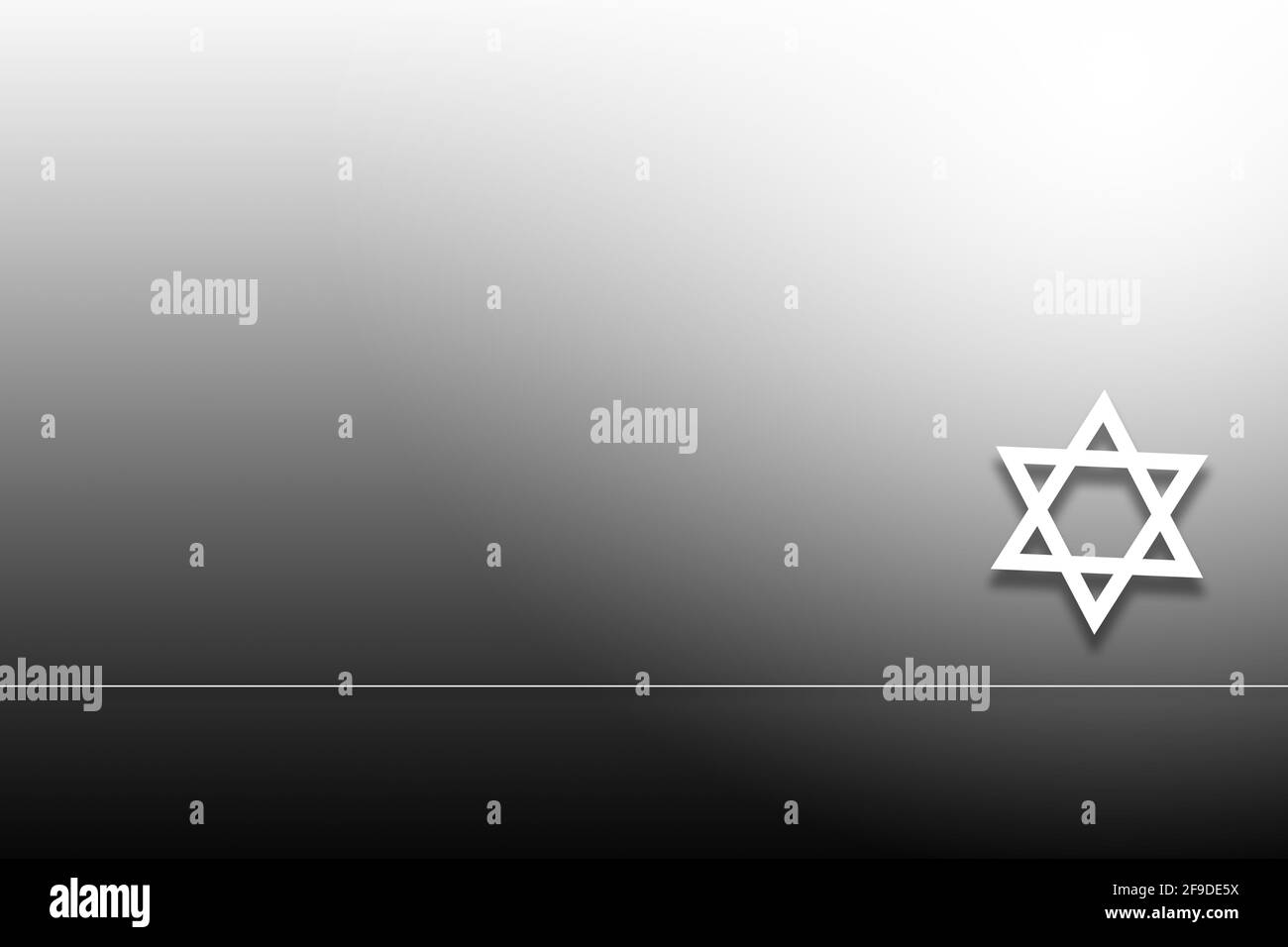 A gradient gray background with the white icon of a Star of David on