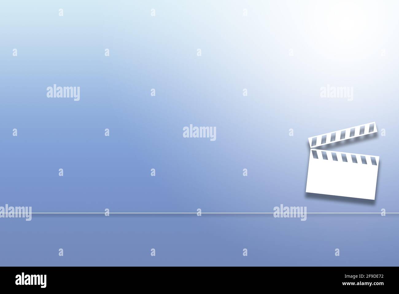 A gradient red background with the white icon of a movie clapperboard on the right Stock Photo