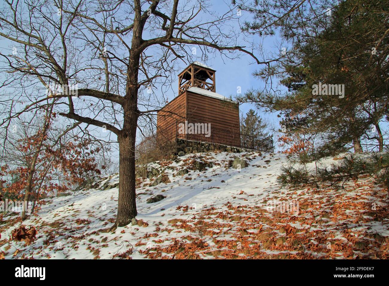 The Old Belfry is an historic colonial structure that is associated with the American Revolution December 21, 2019 in Concord, MA Stock Photo