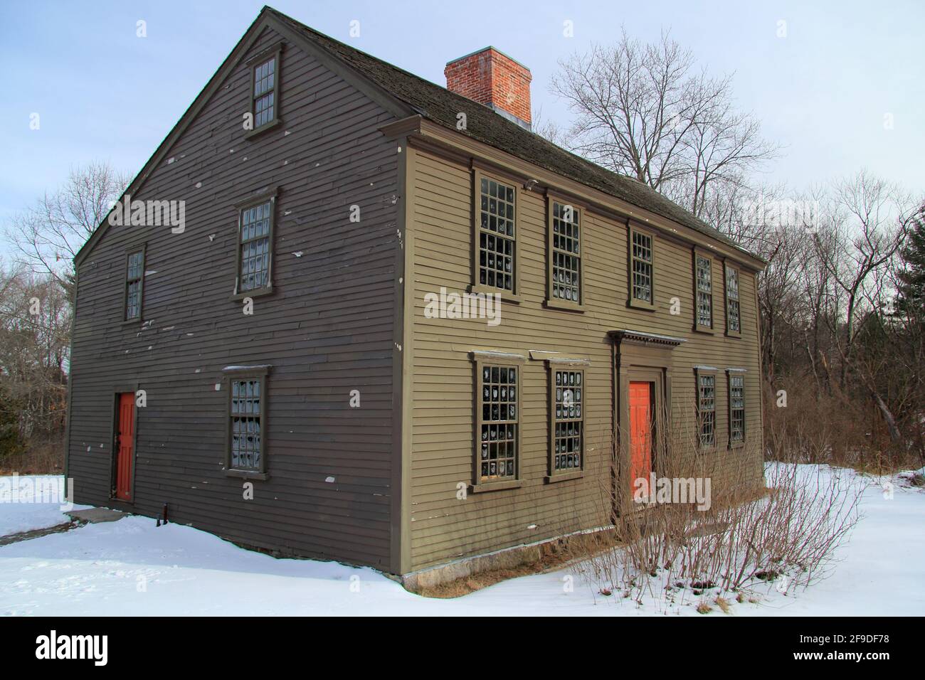 The Jacob Whitmore home, in Minuteman National Historical Park, is one of the few lasting witnesses to the start of the American Revolution Stock Photo