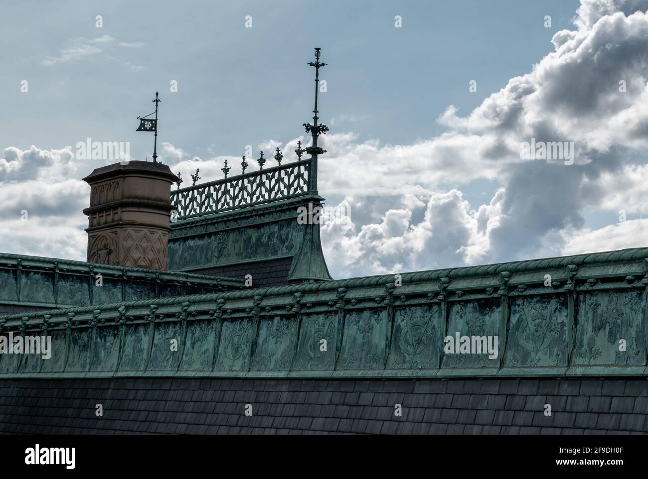 The copper domes of the Biltmore house roof Stock Photo