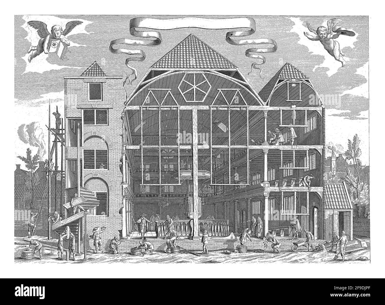 The Remonstrant church on the Keizersgracht under construction, the church dedicated on September 8, 1630. Stock Photo