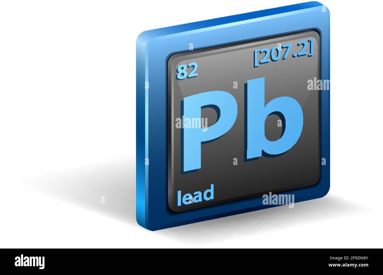 Lead chemical element. Chemical symbol with atomic number and atomic mass. illustration Stock