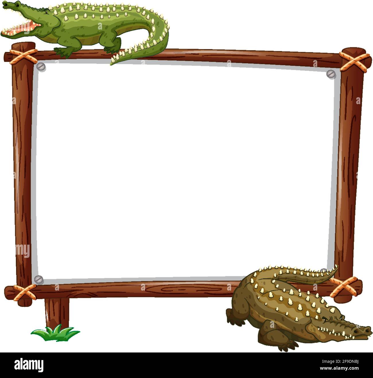 Empty banner with two crocodiles on white background illustration Stock Vector