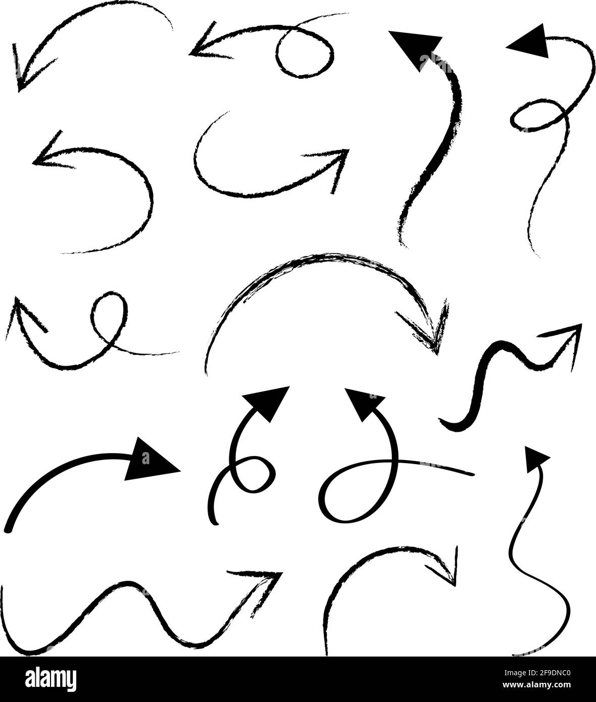 Set of hand drawn arrow doodles on white background illustration Stock ...