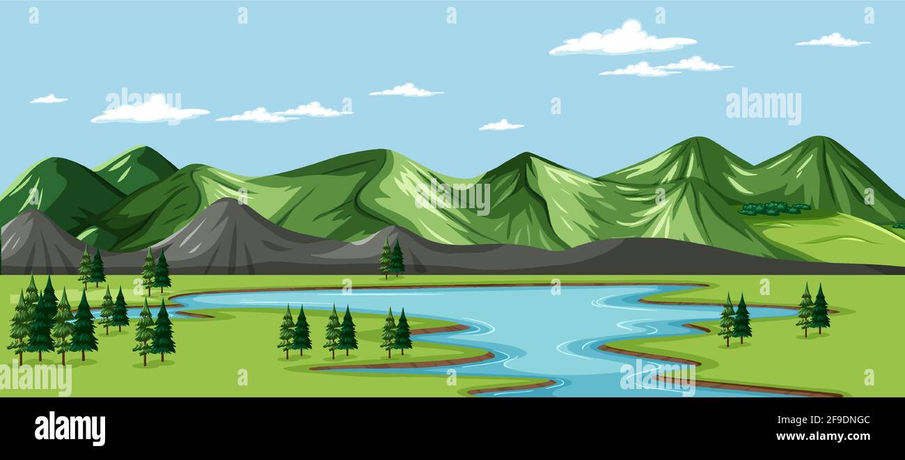 A green nature landscape background illustration Stock Vector Image ...