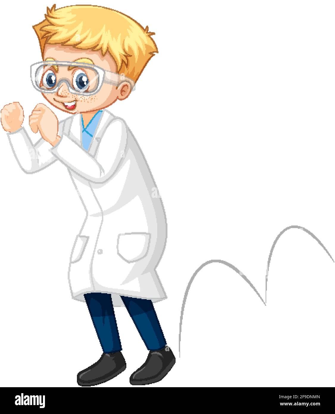 A boy wearing laboratory coat cartoon character illustration Stock