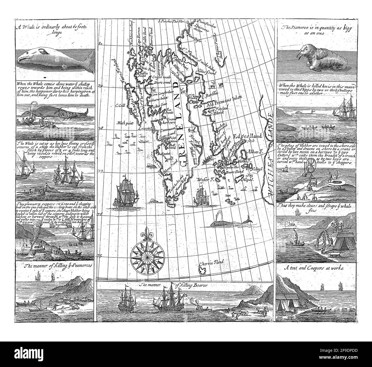 Map of spitsbergen Cut Out Stock - Map Of The West Coast Of Spitsbergen With The Coastline Indicated Where Already Known Many English Toponyms Are Indicated Along The Coastline 2F9DPDD 
