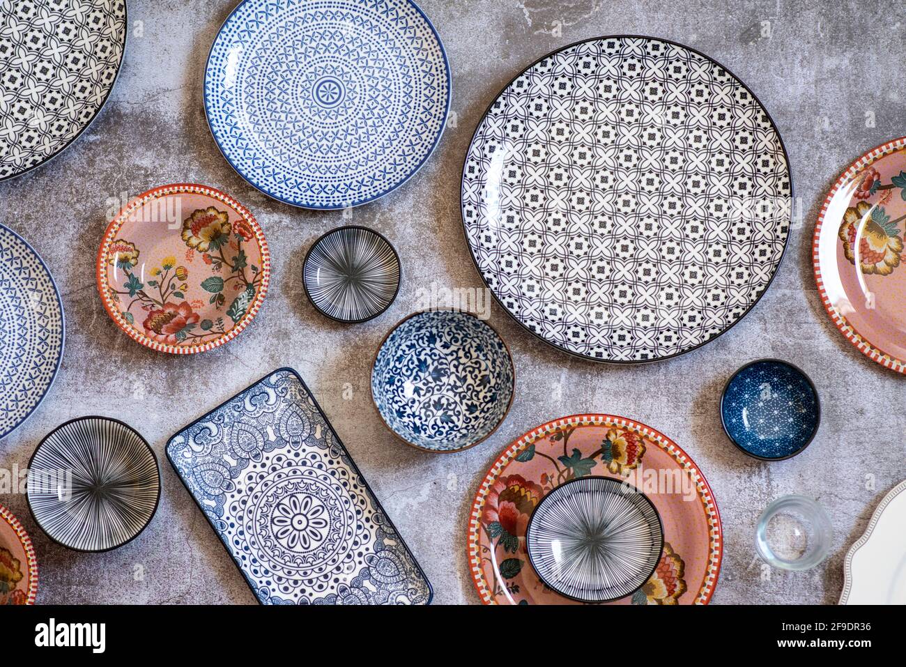 Beautiful traditional Moorish porcelain ceramic plates. illustrated middle  eastern design. Marrakech Morocco. High quality photo Stock Photo - Alamy
