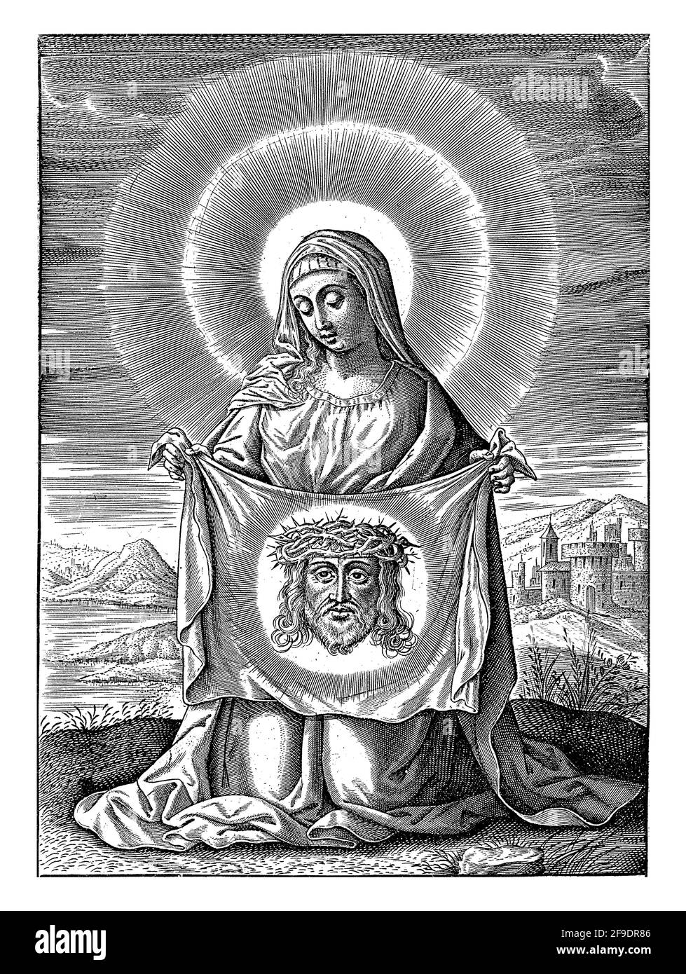 Saint Veronica with the vera icon, the cloth with the image of the face of Christ. Stock Photo