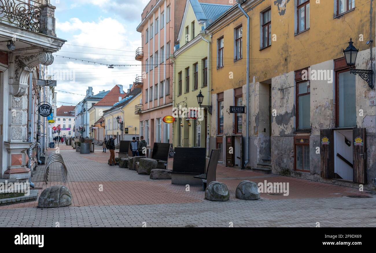 Tartu, Estonia, 28th March, 2021: beautiful buildings in old town Tartu ...