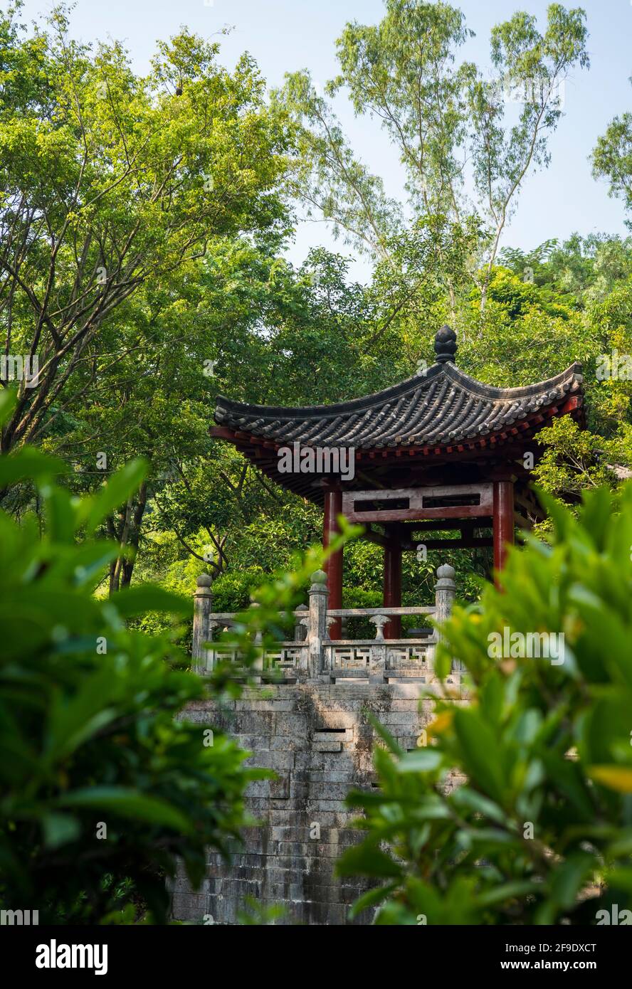 Shenzhen, China. October, 2019. The pavilion at Cangtai Garden in Shenzhen International Garden and Flower Expo Park. The park serves multiple functio Stock Photo