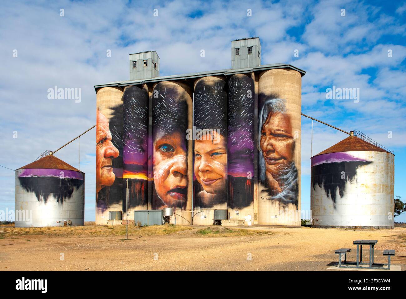 '''Índigenous'' Silo Art, Sheep Hills, Victoria, Australia Stock Photo