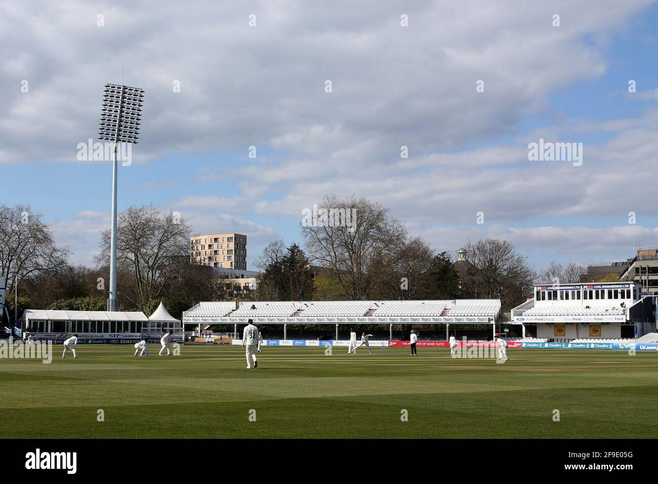 General view of the action behind closed doors during Essex CCC vs Durham CCC, LV Insurance County Championship Group 1 Cricket at The Cloudfm County Stock Photo