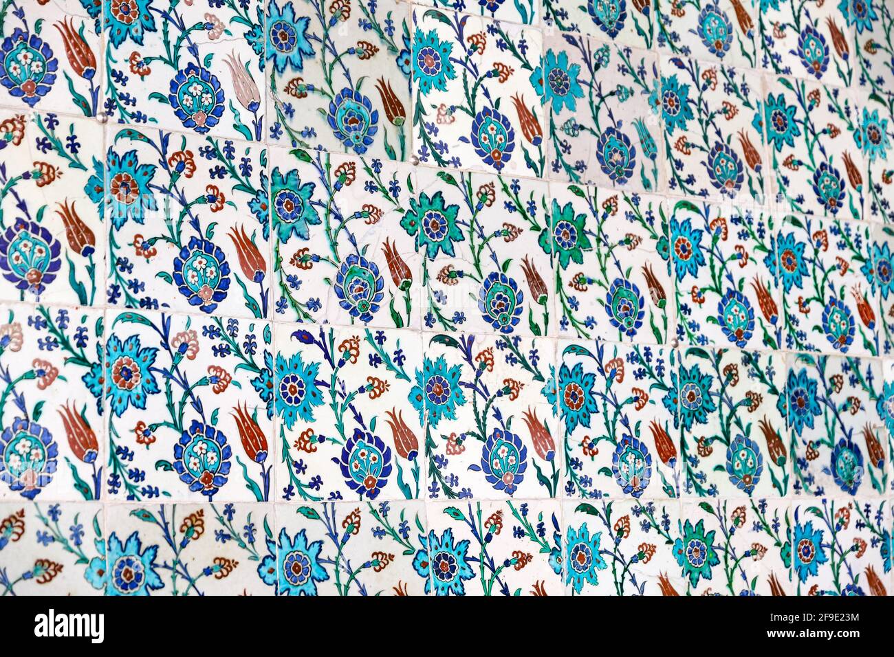 Turkish Favorite Color Details of Traditional Turkish Blue Tile with Blue, Green and Red Color ...