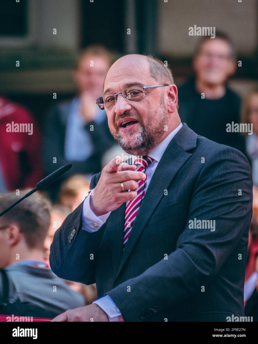 Aachen, Germany - 23 September 2017: Martin Schulz, German politician and social democrats candidate for the chancellorship helds election campaign sp Stock Photo