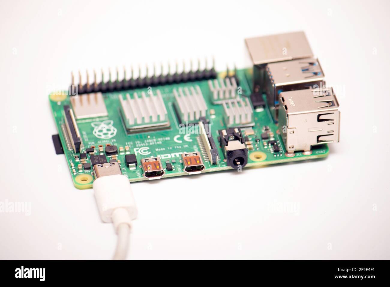 Kiev, Ukraine - August 13th, 2020: Close-up of a powered single-board ...