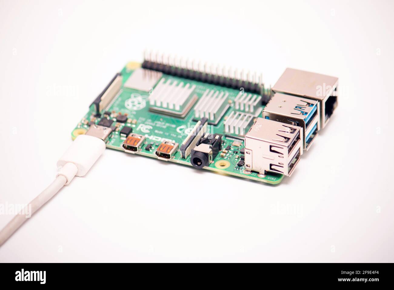 Kiev, Ukraine - August 13th, 2020: Powered by USB-C cord single-board ...