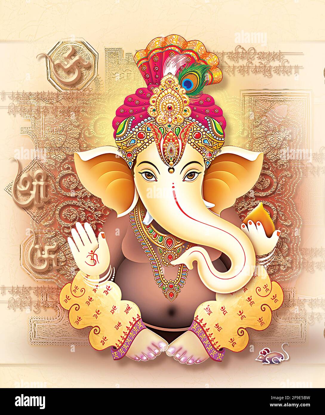 High-Resolution Indian Gods Lord Ganesha Digital Painting Stock ...