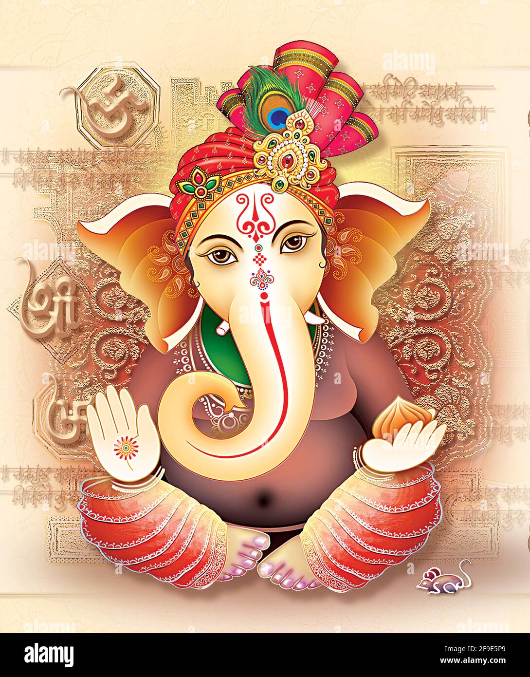 High-Resolution Indian Gods Lord Ganesha Digital Painting Stock ...