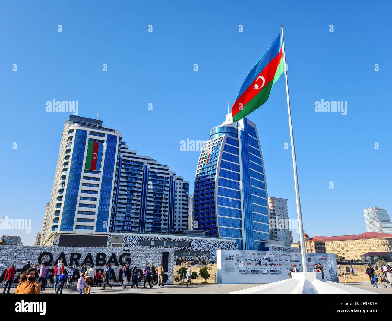 Azerbaijan flag - Baku, Azerbaijan, 04-16-2021 Stock Photo