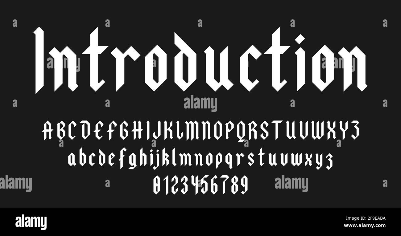 Set of alphabets font letters and numbers antique vintage blackletter concept vector illustration Stock Vector