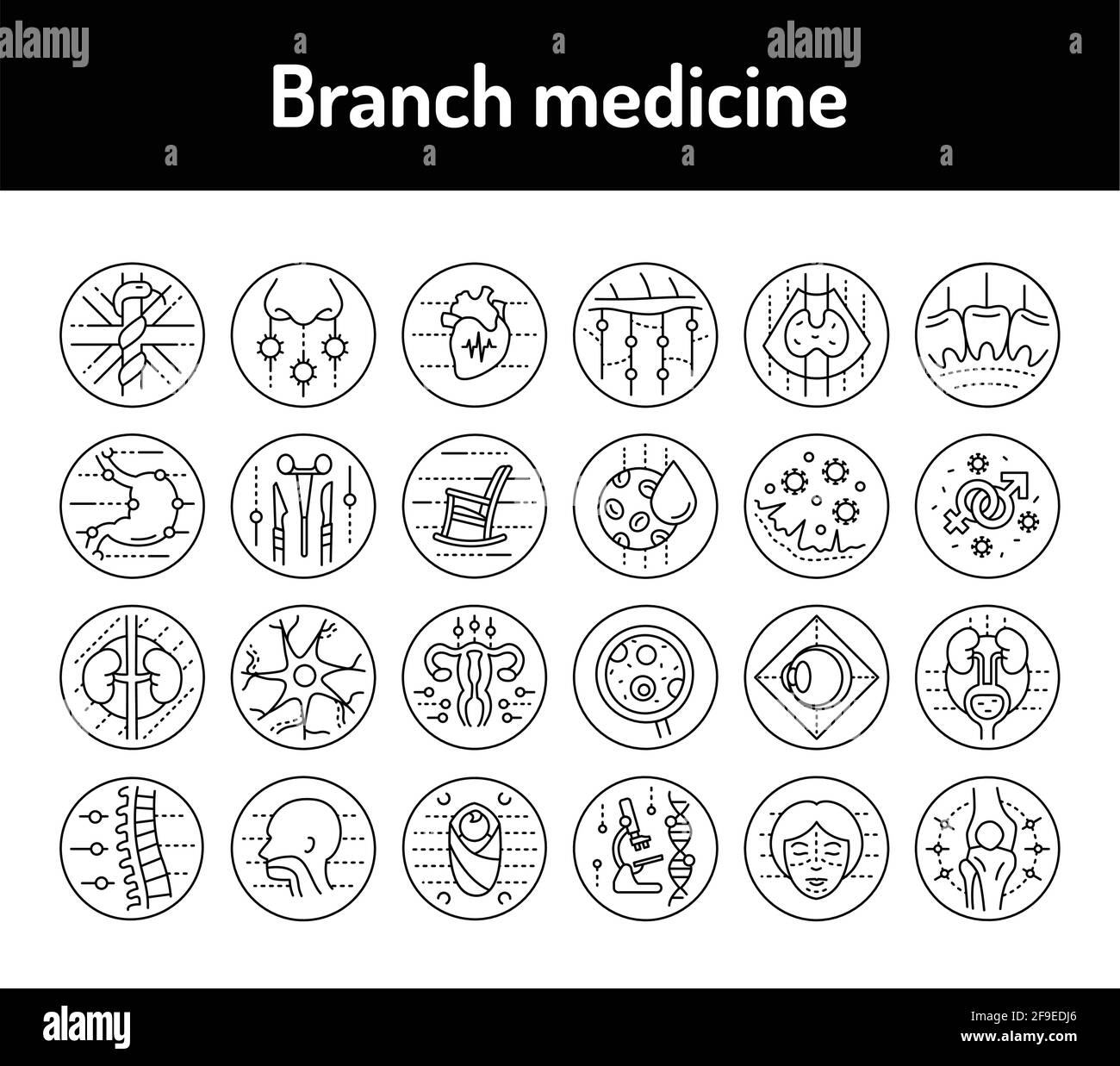 Branch medicine line icons set. Isolated vector element Stock Vector ...