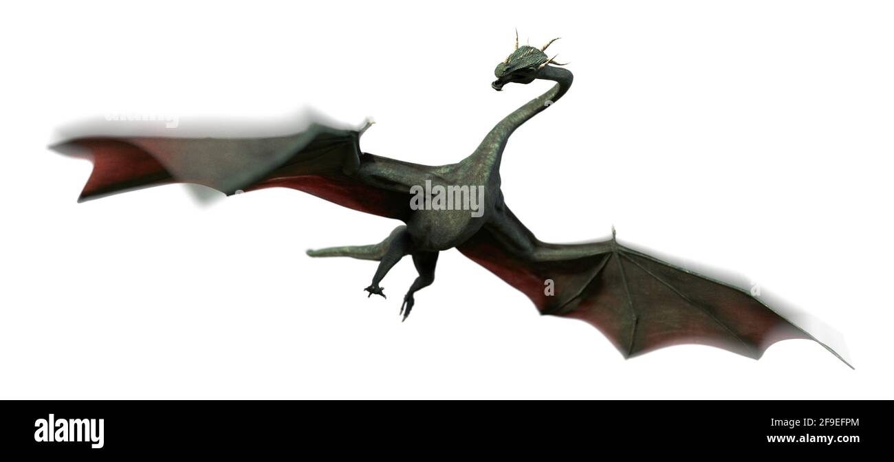 dragon, mythical flying serpent isolated with motion blur on white background Stock Photo