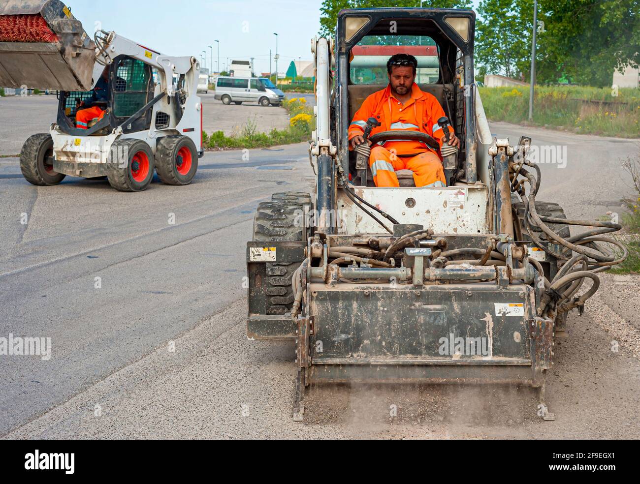 Milling drum for road milling machine. Milling of asphalt for road