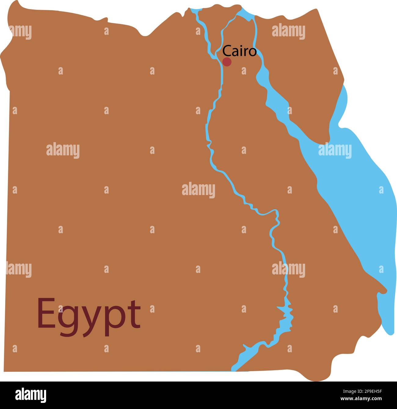 Vector illustration of a map of Egypt. Stock Vector