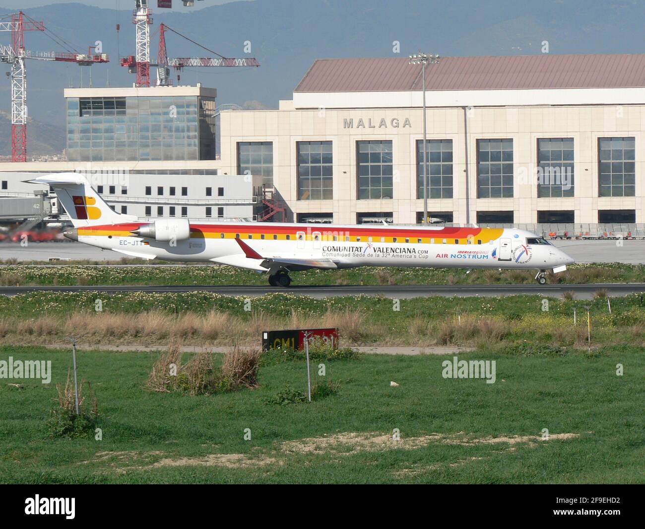 Bombardier CRJ-900ER (EC-JTT) just landed, Malaga, Spain. Stock Photo