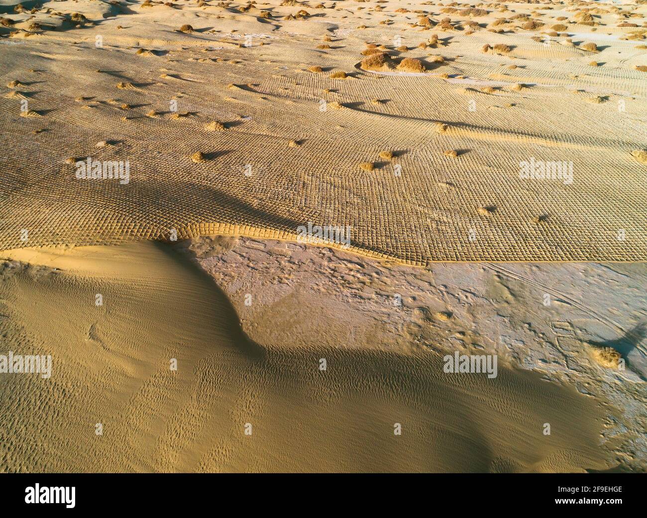 Aerial photography of desert sand fixation Stock Photo Alamy