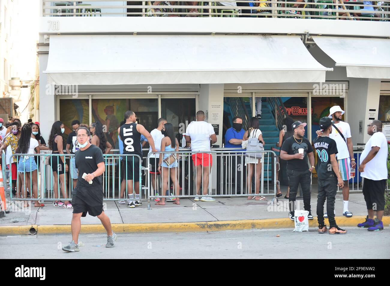 A general view of people on Ocean Drive, Miami Beach as curfews have