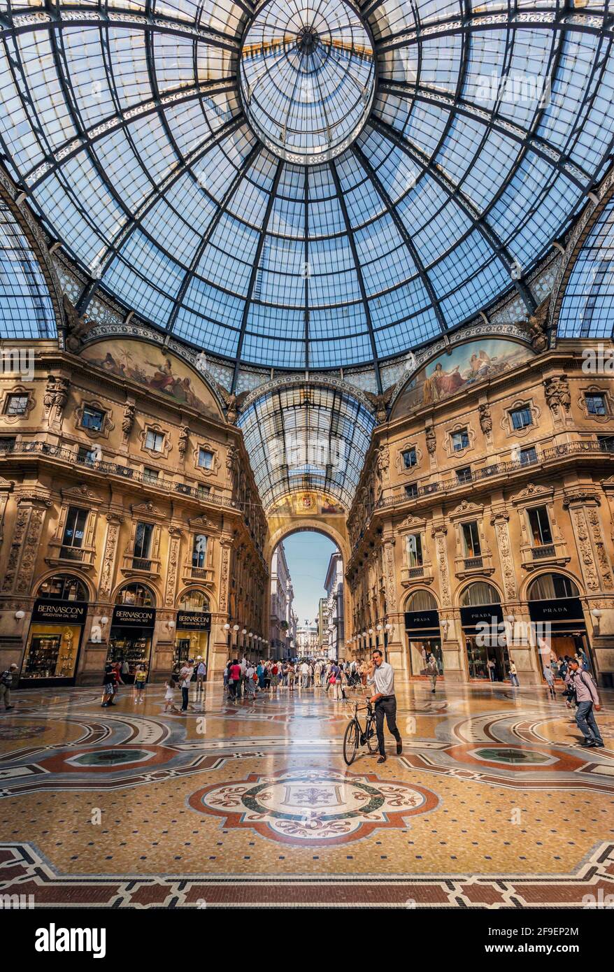 Milan, Milan Province, Lombardy, Italy.  Galleria Vittorio Emanuele II shopping arcade. Stock Photo