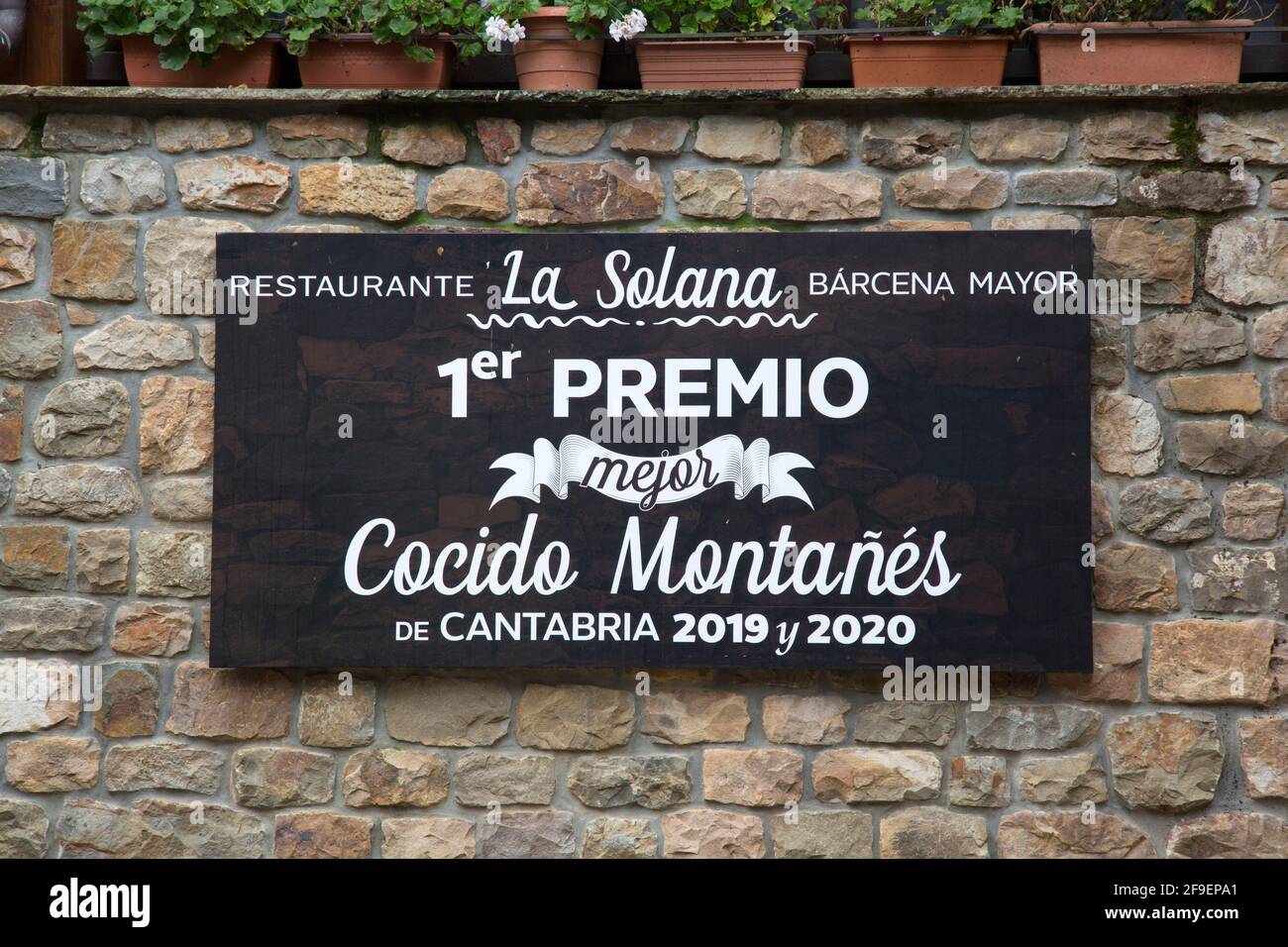 Cocido Menu Sign, Solana Restaurant, Barcena Mayor, Cantabria, Spain Stock  Photo - Alamy
