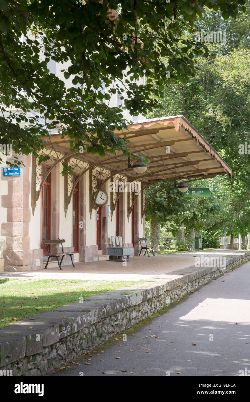 Old Railway Station Information Centre; Puente Viesgo; Pasiego; Valley; Cantabria; Spain Stock Photo