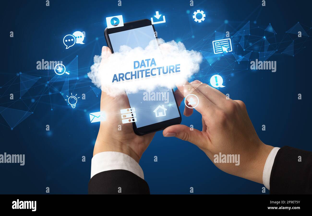 Hand using smartphone with cloud technology concept Stock Photo - Alamy
