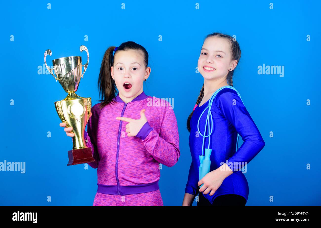 Awarding of kids winners of competition in gymnastics for girls