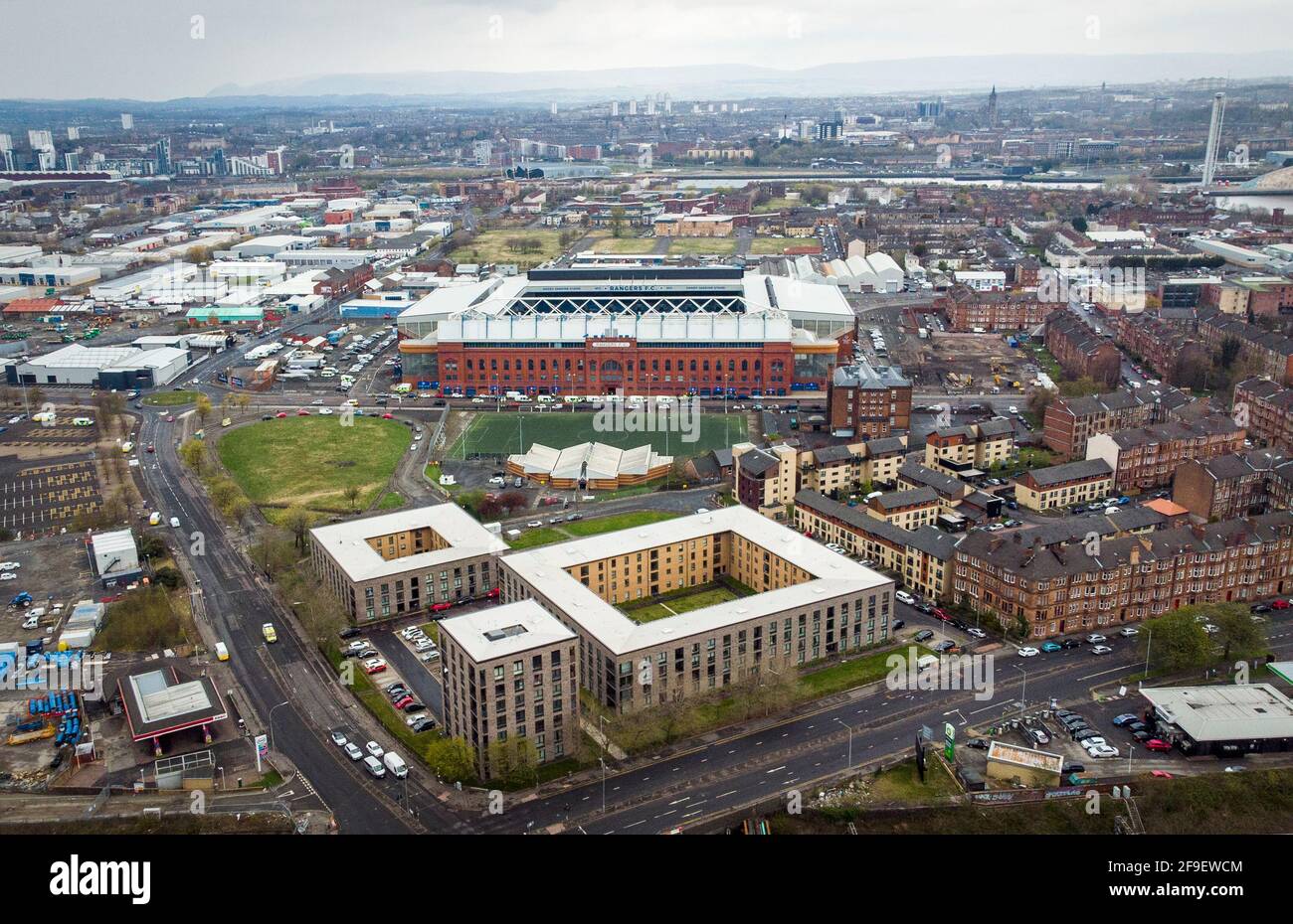 Aerial view of Glasgow Rangers Football Club in Scotland. It is also known  as the Ibrox Stadium, home to the Gers Stock Photo - Alamy