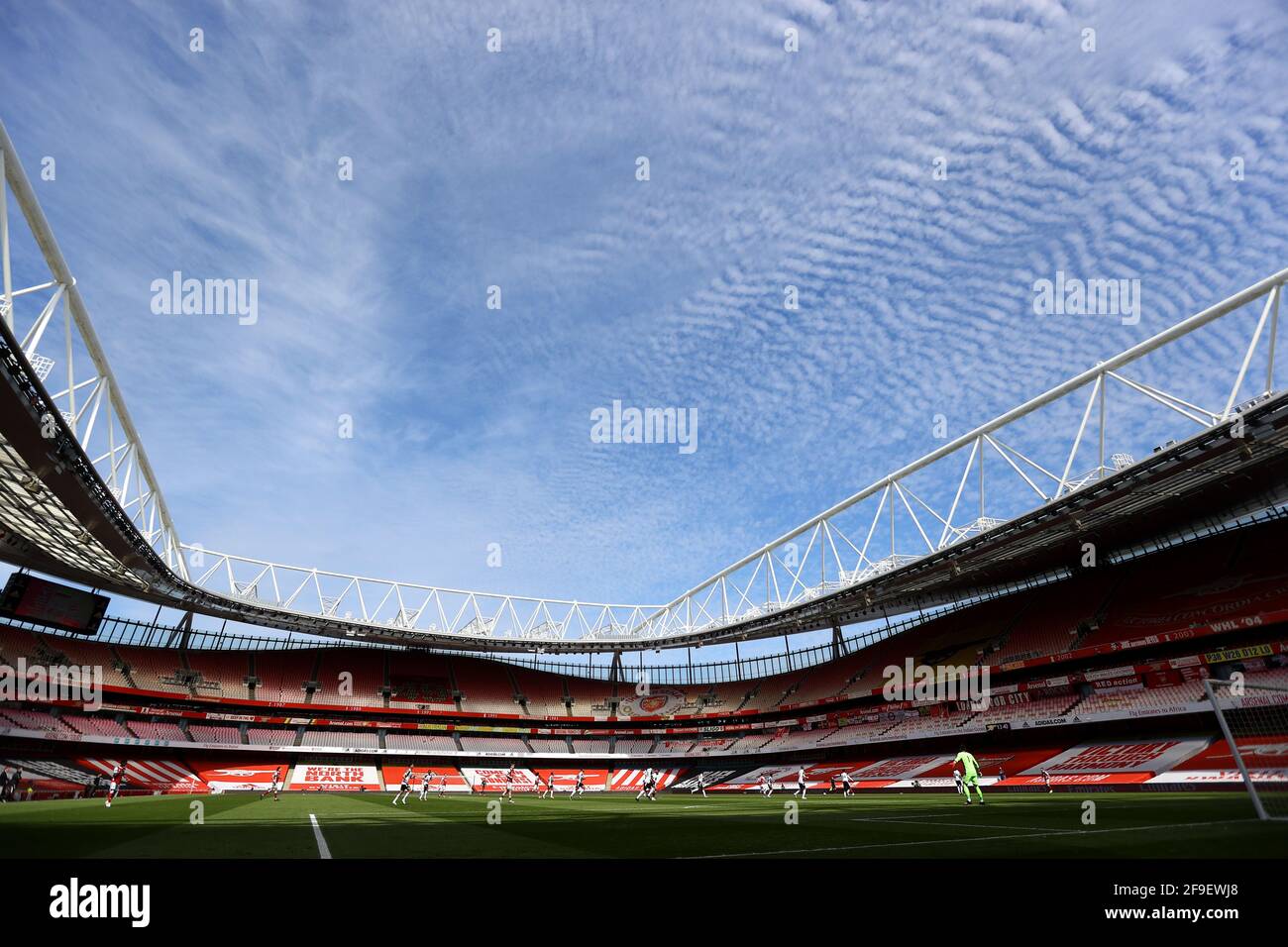 A general view of match action during the Premier League match at the Emirates Stadium, London. Picture date: Sunday April 18, 2021. Stock Photo